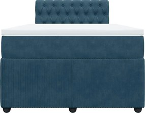 vidaXL Κρεβάτι Boxspring με Στρώμα Μπλε 120x190 εκ. Βελούδινο