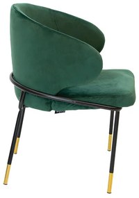 Καρέκλα Nalu pakoworld βελούδο σκούρο πράσινο-μαύρο χρυσό πόδι