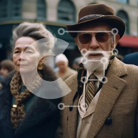 Intra Συλλεκτικό Ξύλινο Παζλ Plywood 4mm - Ηλικιωμένο ζευγάρι στην πολυσύχναστη οδό Σε Ξύλινο Κουτί - Διαστάσεις Puzzle: 10x10 cm – 25 κομμάτια