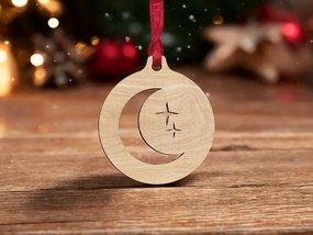 Σετ των 2 Intra απο ξύλο plywood 3mm-4mm πάχος – Φεγγάρι και αστέρια Χριστουγεννιάτικο μπιχλιμπίδι 15x15 cm INTRAVECTRY-MY553290