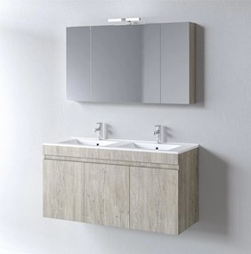 Σετ Έπιπλο Μπάνιου OMEGA 120 Beige Oak με Διπλό Νιπτήρα 120x46x135 εκ.