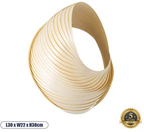 02224 GloboStar®  SALREL 02224 Boho Επιτοίχιο Φωτιστικό Απλίκα Μονόφωτο 1 x E27 IP20 Μπεζ Ξύλο - Μ30 x Π22 x Υ38cm