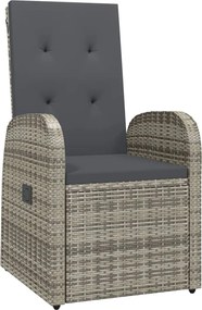 vidaXL Σετ Τραπεζαρίας Κήπου 5 τεμ. Γκρι Συνθ. Ρατάν με Μαξιλάρια