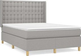 vidaXL Κρεβάτι Boxspring με Στρώμα Ανοιχτό Γκρι 140x200 εκ. Υφασμάτινο