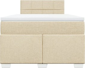vidaXL Κρεβάτι Boxspring με Στρώμα Κρεμ 120x190 εκ. Υφασμάτινο