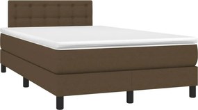 vidaXL Κρεβάτι Boxspring με Στρώμα &amp; LED Σκ.Καφέ 120x190εκ. Υφασμάτινο