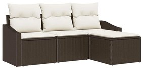 vidaXL Σετ Καναπέ Κήπου 4 pcs Καφέ Πολυ ράταν