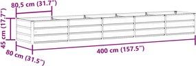 vidaXL Γλάστρα Ανοιχτό γκρι 400 x 80 x 45 cm Ατσάλι