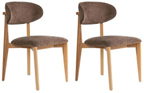 Καρέκλα Lionte (Σετ 2Τμχ) 566WYL1119 53x58x86cm Brown-Oak Wood, Fabric