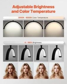 Half Moon Light for Esthetician 2 in 1 LED Floor and Desk Lamp Lash Light Arched