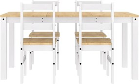 vidaXL Σετ Τραπεζαρίας 5 Τεμαχίων Panama από Μασίφ Ξύλο Πεύκου Λευκό