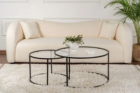 Coffee Table Set Black-Transparent-80-60 Black
