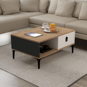 Τραπεζάκι Σαλονιού Sapphire Δρυς / Λευκό / Ανθρακί PADU 90x60x18