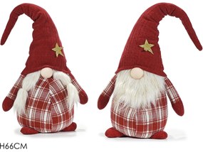 Χριστουγεννιάτικος Νάνος Ταρτάν Κόκκινο 66cm Σε 2 Σχέδια