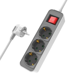 POWERTECH πολύπριζο ασφαλείας PT-1055, 3x schuko, 16A, 1.4m, λευκό