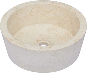 vidaXL Νιπτήρας Κρεμ Ø40 x 15 εκ. Μαρμάρινος