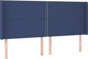 vidaXL Κρεβάτι Boxspring με Στρώμα &amp; LED Μπλε 200x200 εκ. Υφασμάτινο