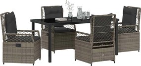 vidaXL Σέτ φαγητού για κήπο 5 pcs Γκρι συνθετικό ρατάν