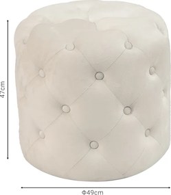 Σκαμπό-πουφ Seval pakoworld βελούδο κρεμ Φ49x47εκ