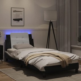 vidaXL Πλαίσιο Κρεβατιού με LED Μαύρο/Λευκό 80x200 εκ. Συνθετικό Δέρμα