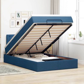 vidaXL Οθωμανικό κρεβάτι με στρώμα μπλε 120x200cm ύφασμα