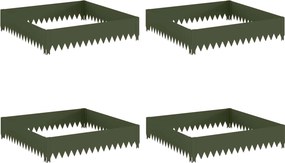 vidaXL Περίγραμμα γκαζόν 4 τμχ. 100 x 100 x 20 cm Ατσάλι Λαδί