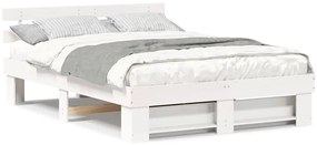 vidaXL Σκελετός Κρεβατιού Λευκό 150 x 200 cm Μασίφ ξύλο πεύκου