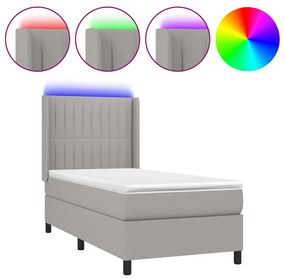 ΚΡΕΒΑΤΙ BOXSPRING ΜΕ ΣΤΡΩΜΑ &amp; LED ΑΝ.ΓΚΡΙ 100X200ΕΚ. ΥΦΑΣΜΑΤΙΝΟ 3138453