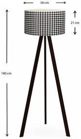 Φωτιστικό δαπέδου Rosling Megapap Mdf/ύφασμα Pvc χρώμα μαύρο/ασπρόμαυρο 38x38x140εκ.