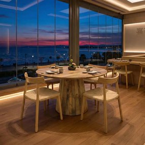 Τραπέζι Rahma I μασίφ ξύλο mango 3εκ σε φυσική απόχρωση Φ120x77εκ 120x120x77 εκ.