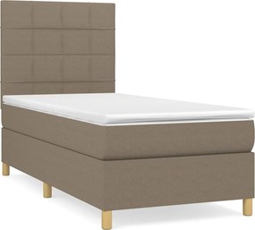 vidaXL Κρεβάτι Boxspring με Στρώμα Taupe 100 x 200 εκ. Υφασμάτινο