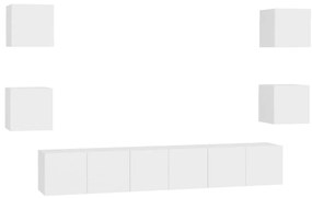 vidaXL Έπιπλα Τηλεόρασης Σετ 7 Τεμαχίων Λευκό από Επεξ. Ξύλο
