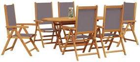 vidaXL Σέτ φαγητού για κήπο 7 pcs Ανθρακί Μασίφ ξύλο ακακίας