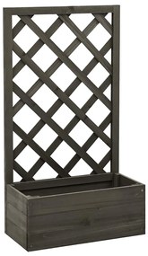 vidaXL Γλάστρα Κήπου με Καφασωτό Γκρι 50x25x90 εκ. Μασίφ Ξύλο Ελάτης