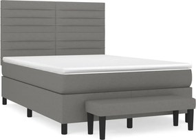 vidaXL Κρεβάτι Boxspring με Στρώμα Σκούρο Γκρι 140x200 εκ Υφασμάτινο