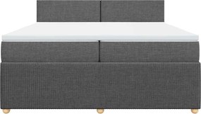 vidaXL Κρεβάτι Boxspring με Στρώμα Σκούρο Γκρι 200x200 εκ. Υφασμάτινο