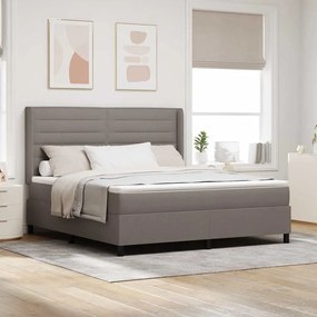 vidaXL LED Κρεβάτι με βάθρο με στρώμα Taupe 180 x 200 cm ύφασμα