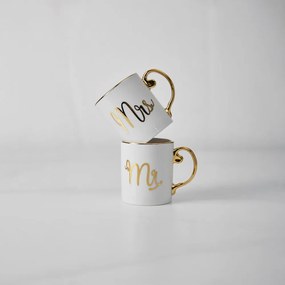 MRS LOVE ΚΟΥΠΑ NEW BONE CHINA ΛΕΥΚΟ ΧΡΥΣΟ D8xH9cm - 028843