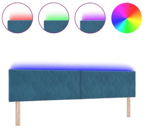 vidaXL LED Κεφαλαριά Σχεδίου Διαμαντιών Σκούρο Μπλε 200 εκ Βελούδο