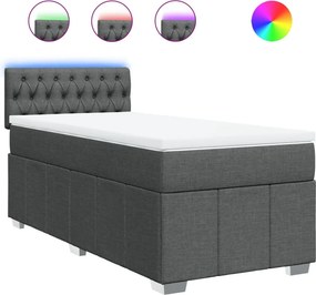 vidaXL Κρεβάτι Boxspring με Στρώμα Σκούρο Γκρι 90x190 εκ. Υφασμάτινο