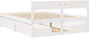 vidaXL Σκελετός Κρεβ. Χωρίς Στρώμα Λευκό 140x200 εκ Μασίφ Πεύκο