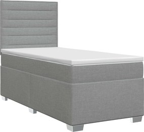 vidaXL Κρεβάτι box spring με στρώμα Ανοιχτό γκρι 80 x 200 cm Ύφασμα