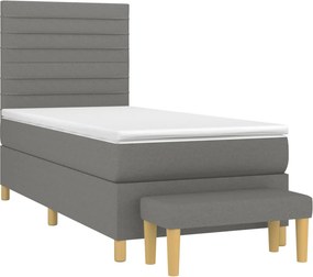 vidaXL Κρεβάτι Boxspring με Στρώμα Σκούρο Γκρι 80x200 εκ. Υφασμάτινο