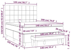 Κρεβάτι Boxspring με Στρώμα Μπλε 140x190 εκ. Υφασμάτινο - Μπλε