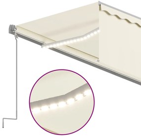 vidaXL Τέντα Αυτόματη με Σκίαστρο/LED/Αισθητήρα Ανέμου Κρεμ 6 x 3 μ.