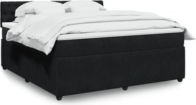 vidaXL Κρεβάτι Boxspring με Στρώμα Μαύρο 180x200 εκ. Βελούδινο