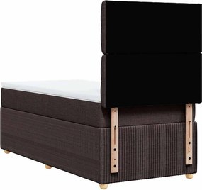 vidaXL Κρεβάτι Boxspring με Στρώμα Σκούρο Καφέ 90x200 εκ. Υφασμάτινο