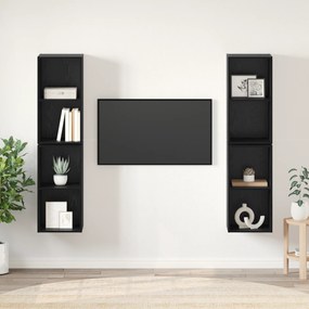 vidaXL Τηλεοπτική Κάβα Τοίχου με ράφι 4 pcs Μαύρη Δρυς 37 x 37 x 72 εκ