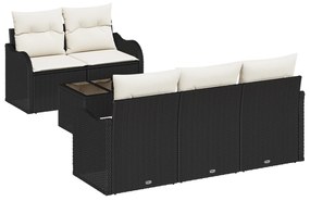vidaXL Σετ Καναπέ Κήπου  6 Τεμαχίων με Μαξιλάρια Μαύρο Πολυ Ρατάν
