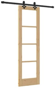 vidaXL Συρόμενη Πόρτα Καφέ 61 x 198.5 εκ. Ξύλο και μέταλλο